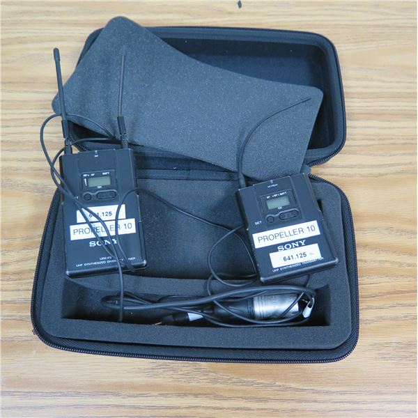 Qty 2 Sony UTX-B2 Belt-Pack Wireless Audio Mic UHF Transmitters in Case