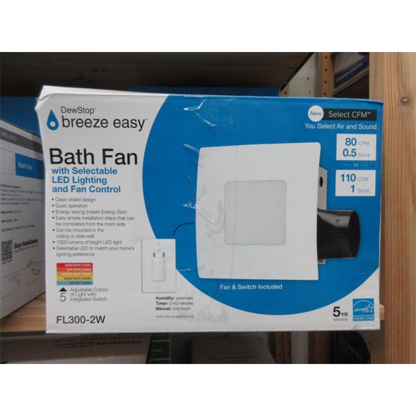 DewStop Breeze Easy Bath Fan w/ LED Lighting