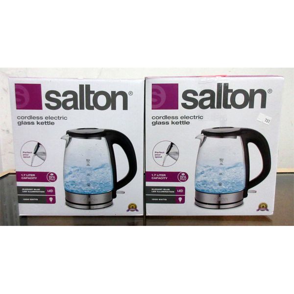 2 Salton 1.7 L Cordless Glass Electric Kettles