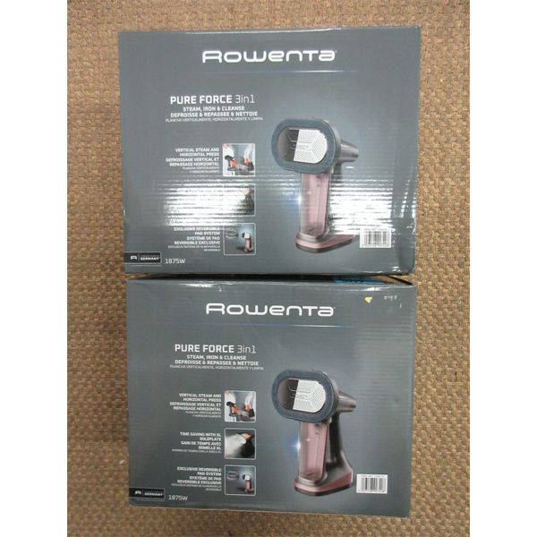 2 Rowenta Pure Force 3-in-1 Garment Steamers