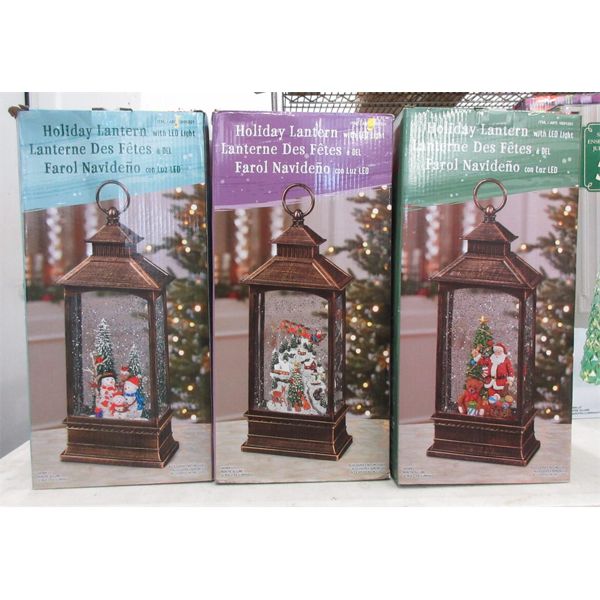 3 Assorted Holiday Lanterns With LED Lights