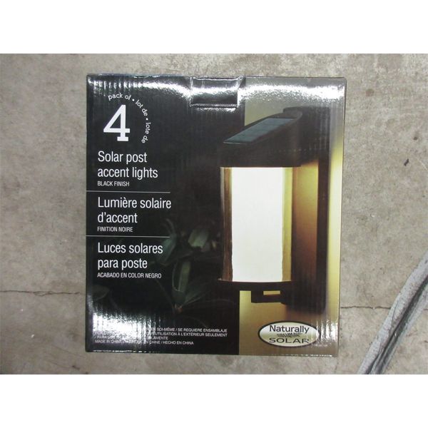 Pack of 4 Solar Post Accent Lights - Black Finish