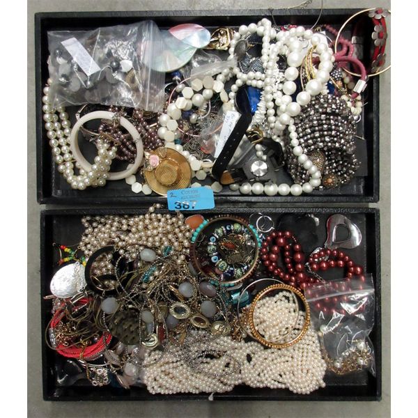 2 Trays of Fashion & Costume Jewelry - Some Vintage