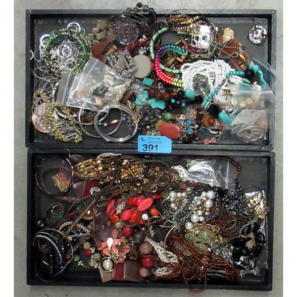 2 Trays of Fashion & Costume Jewelry - Some Vintage