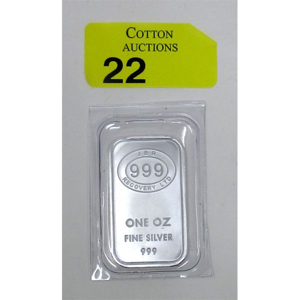 1 Oz .999 Silver JBR Ethically Sourced Bar 