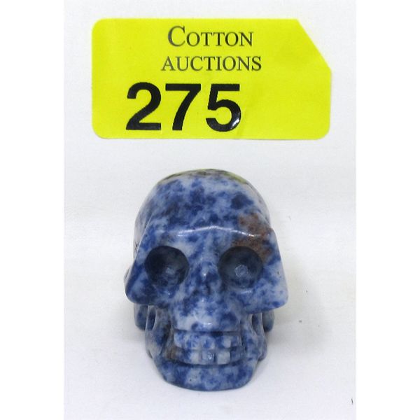 246 Carat Hand Carved Blue Jasper Skull