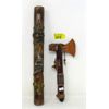 Image 1 : 16" Rain Stick & 11" Wood Tomahawk Peace Pipe