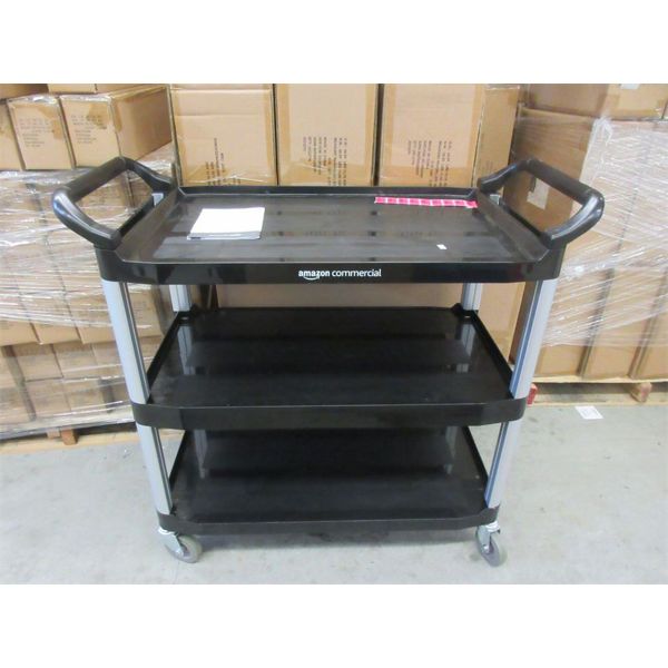 New Black Commercial 3 Shelf Utility Cart