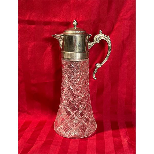 CRYSTAL & SILVER PLATED WINE DECANTER