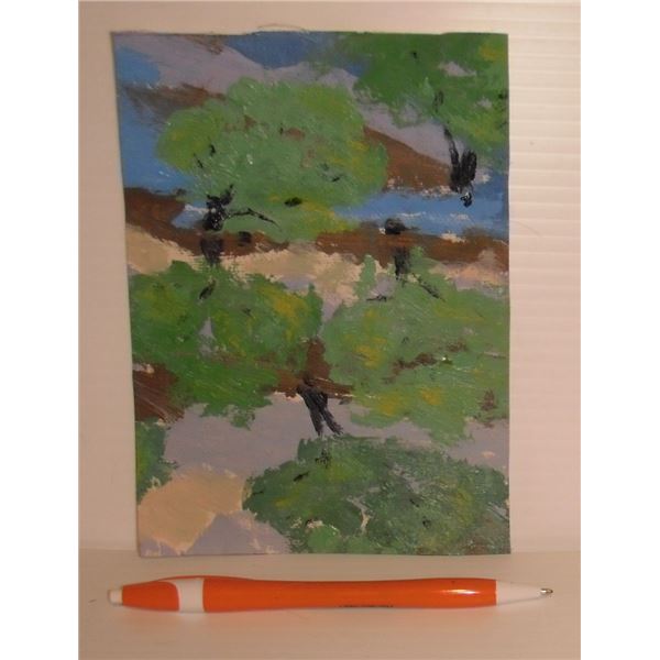 Original green landscape LangdonArt painting -IMAGINE -peinture originale paysage vert