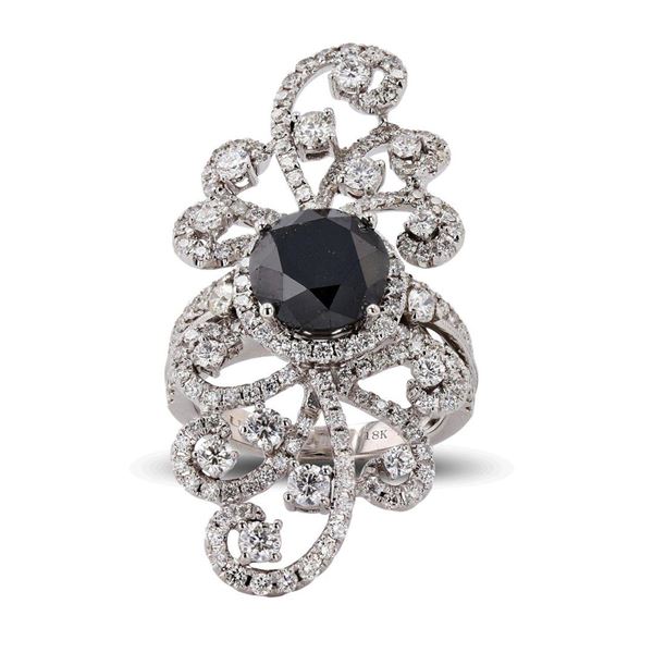 3.16 ctw Black Diamond 18K White Gold Ring (5.28 ctw Diamonds)