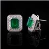 Image 2 : 7.65 ctw Emerald and 1.50 ctw Diamond Platinum Earrings