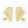 Image 5 : Vintage 18k Yellow Gold White Rectangular Rough Finish Agate Geometric Earrings