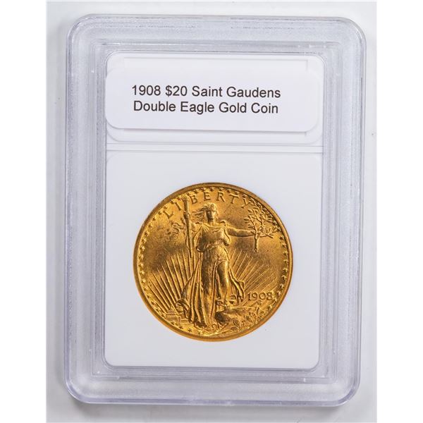 1908 $20 Saint Gaudens Double Eagle Gold Coin