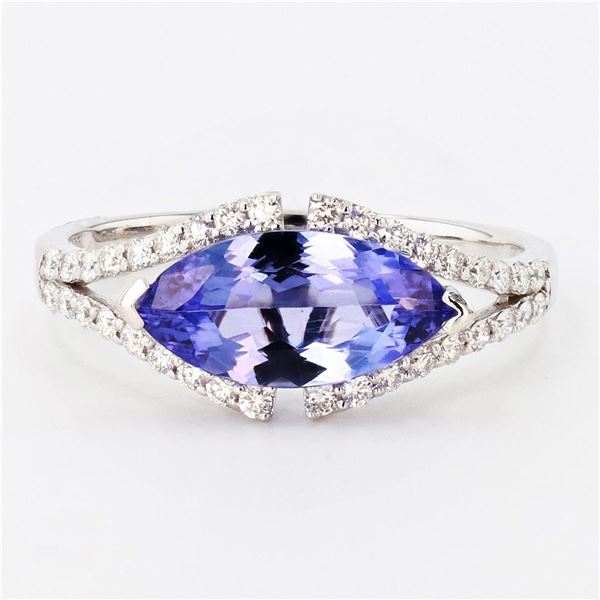 2.06 ctw Tanzanite and 0.35 ctw Diamond 14K White Gold Ring