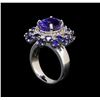 Image 4 : 14KT White Gold 4.93 ctw Tanzanite, Sapphire and Diamond Ring