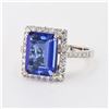 Image 2 : 3.38 ctw Tanzanite and 0.67 ctw Diamond 18K White Gold Ring