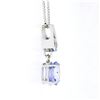 Image 6 : 14K Gold 3.40 ctw GIA No Heat Sapphire & Octagonal Diamond Drop Pendant Necklace