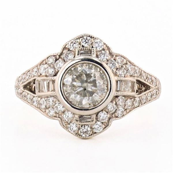 0.96 ctw CENTER Diamond Platinum Ring (1.72 ctw Diamonds)