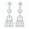 Image 1 : Elegant 18k White Gold 1.35 ctw Diamond Chandelier Milgrain Drop Dangle Earrings