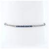 Image 1 : 18K Blackened White Gold 7" 1.44 ctw Round Sapphire & Diamond Line Tennis Bracel