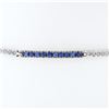Image 2 : 18K Blackened White Gold 7" 1.44 ctw Round Sapphire & Diamond Line Tennis Bracel