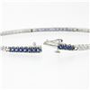 Image 4 : 18K Blackened White Gold 7" 1.44 ctw Round Sapphire & Diamond Line Tennis Bracel