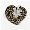 Image 4 : 10k White Gold 3.10 ctw Brown and White Diamond Leaf Heart Cluster Ring