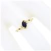 Image 3 : Petite Solid 10k Yellow Gold Oval Amethyst Solitaire Diamond 3 Three Stone Ring