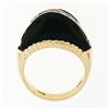 Image 8 : Vintage 14K Yellow Gold .13 ctw Pave Diamond & Domed Custom Cut Black Onyx Ring
