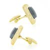 Image 4 : Men's Morelli 14K Gold Cushion Cabochon Bezel Hematite Roman Numeral Cuff Links