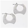 Image 4 : New Italian Unique 14K White Gold Puffed Geometric Marquise Snap Huggie Earrings