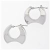 Image 5 : New Italian Unique 14K White Gold Puffed Geometric Marquise Snap Huggie Earrings