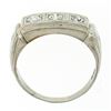 Image 8 : Men's Antique Art Deco 14K White Gold 0.75 ctw European Diamond 3 Stone Band Rin