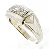 Image 9 : Men's Antique Art Deco 14K White Gold 0.75 ctw European Diamond 3 Stone Band Rin