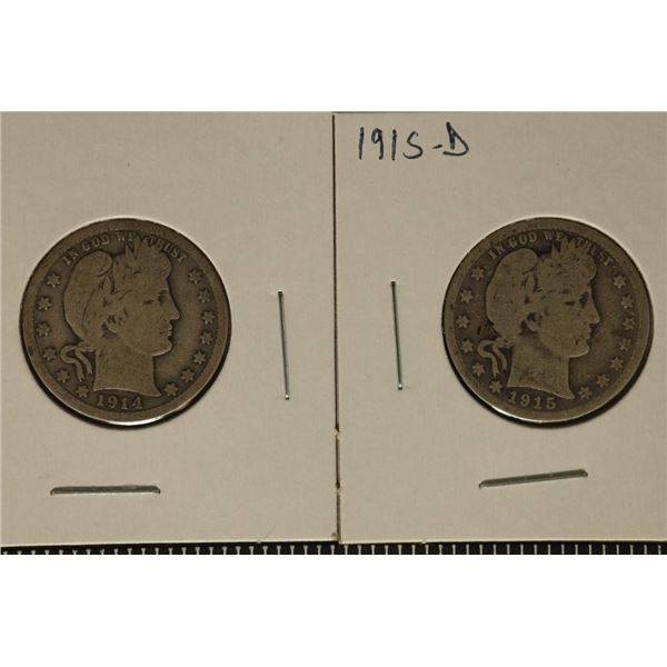 1914 & 1915-D SILVER BARBER QUARTERS