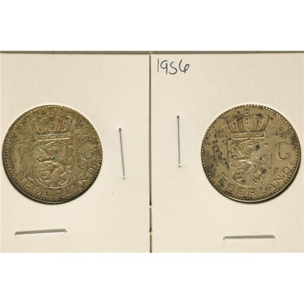 2-1956 NEDERLANDS SILVER 1 GULDENS .301 OZ. ASW