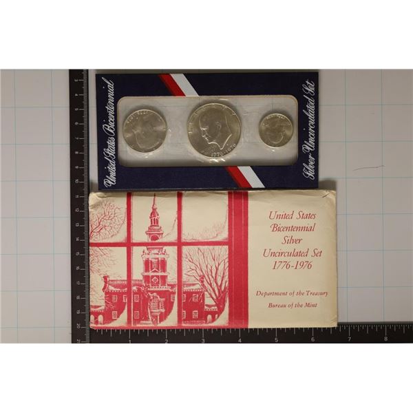 1976 US SILVER 3 COIN BICENTENNIAL SET IN ORIGINAL