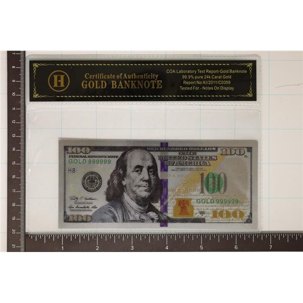 24 KT GOLF FOIL REPLICA OF A 2009-A US $100 BILL