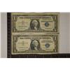 Image 1 : 2-1957 US $1 SILVER CERT STAR NOTES, BLUE SEALS