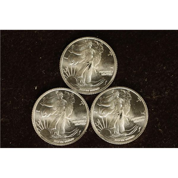 3-1/10 TROY OZ. BRILLLIANT UNC SILVER ROUNDS