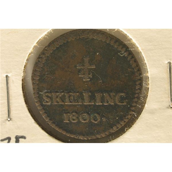 1800 SWEDEN 1/4 SKILLING