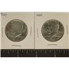 Image 1 : 2-1964 90% SILVER JFK HALF DOLLARS. UNC