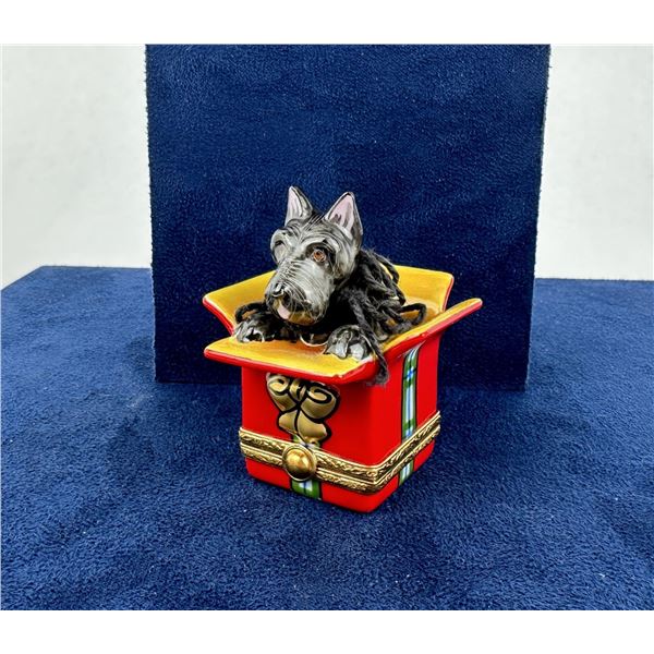 Limoges Peint Main Scottish Terrier Trinket Box