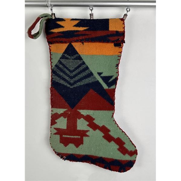 Christmas Stocking Made From Antique Camp Blanket