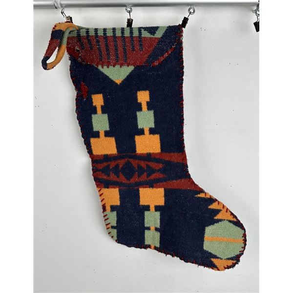 Christmas Stocking Made From Antique Camp Blanket