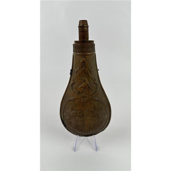 Antique Civil War Era Brass Powder Flask