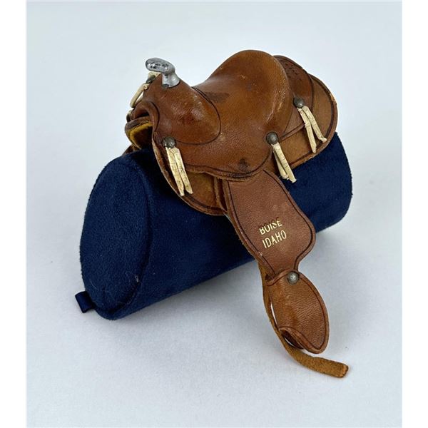 Boise Idaho Souvenir Miniature Leather Saddle