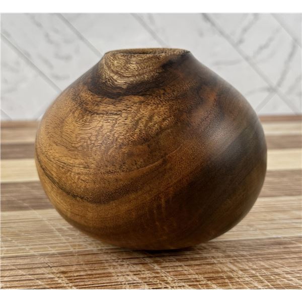 Michael Lee Hawaii Carved Koa Wood Vase