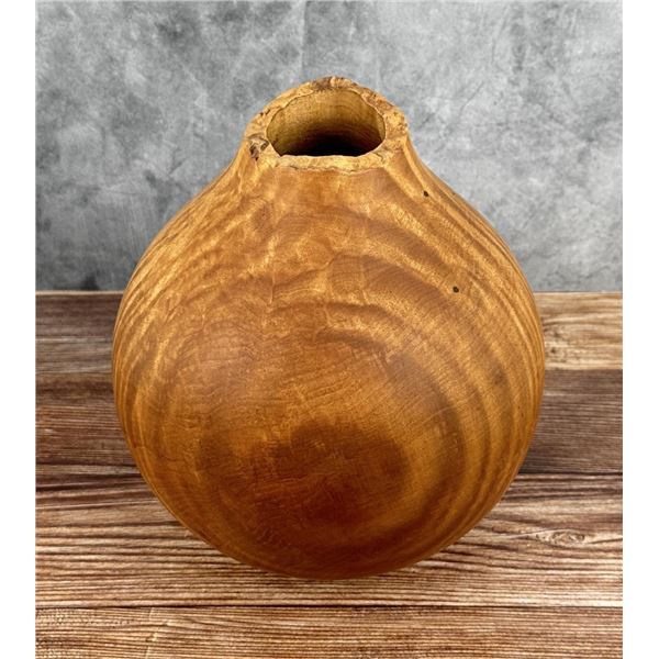 Michael Lee Hawaii Carved Maple Wood Vase